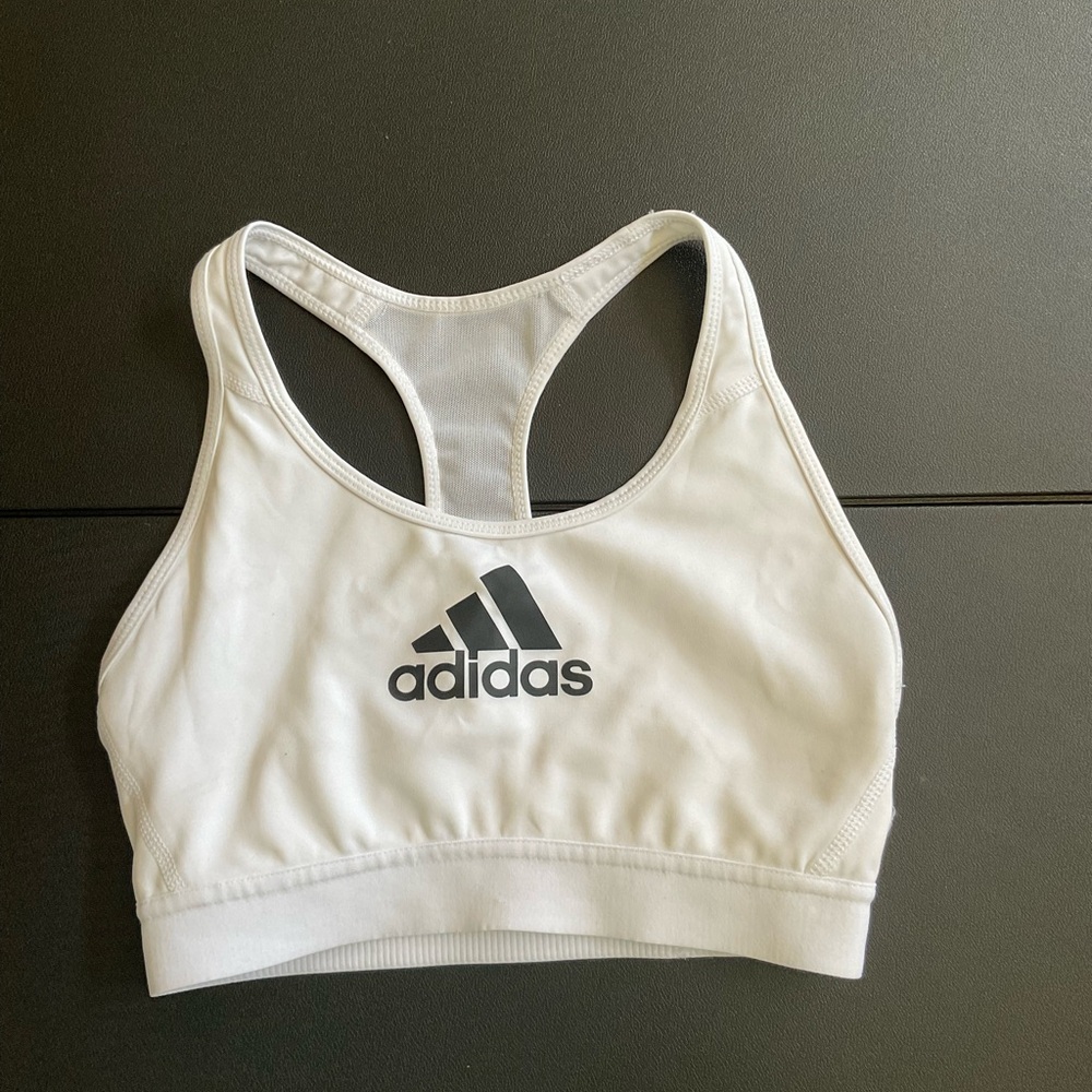 Adidas White Racerback Sports Bra